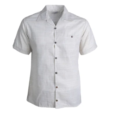 Camisa Odin manga corta de Lino Cancún Beige